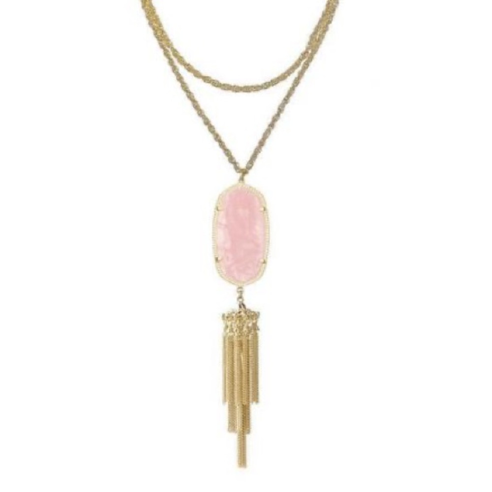 Kendra Scott rose quartz Rayne tassel necklace discontinued - Picture 3 of 6